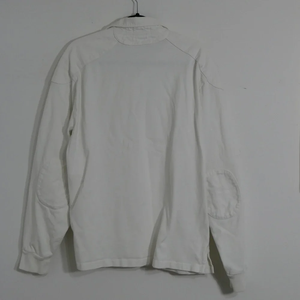 Polo Ralph Lauren Mens Rugby Shirt XL White Preppy Elbow Patch Long Sleeve